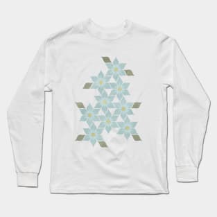 Pastel Blue Flowers Long Sleeve T-Shirt